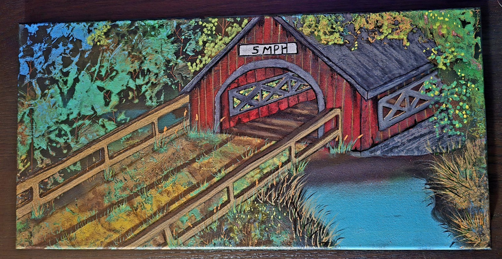 10″ X 18″ Original Painting Old Wooden Bridge
