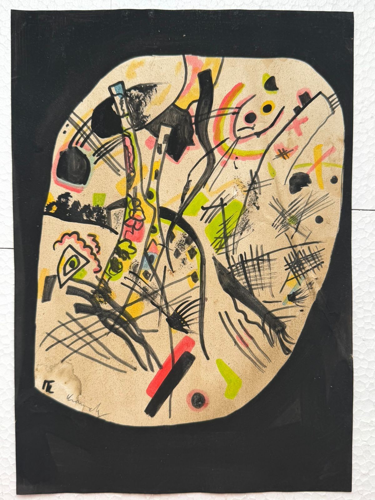 VASILY KANDINSKY painting drawing on old paper signed stamped