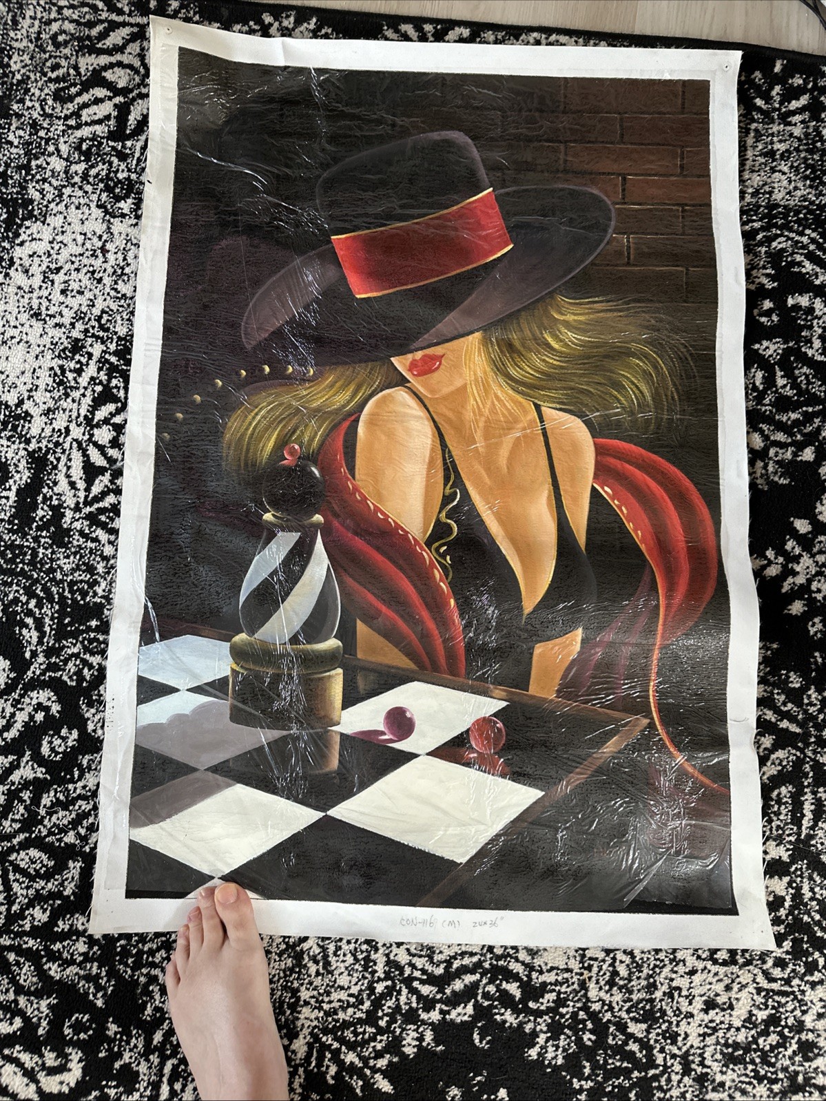 Wall Art MODERN Chess Sexy Girl Figures Bar Hand Painted Oil Painting 24×36