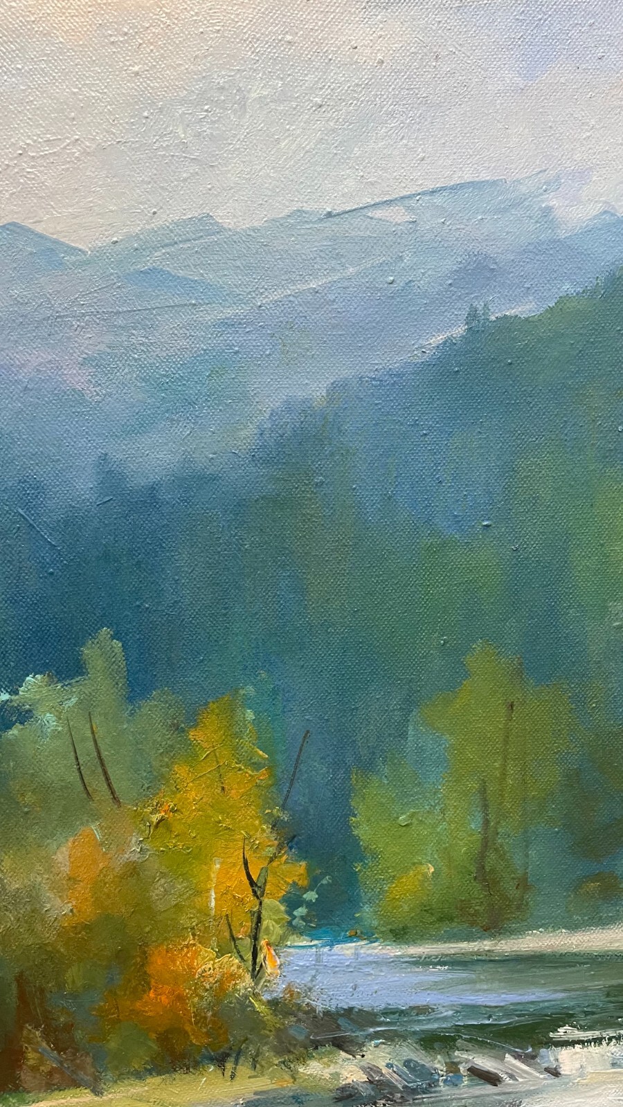 Oil painting Little river Ukrainian painter Canvas Framed original landscape art