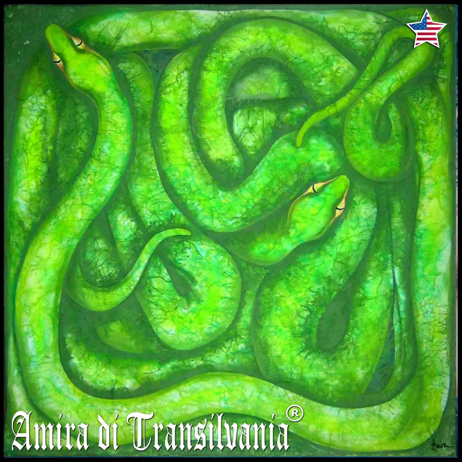 art painting animal portrait green snake figurative decorative print home decor