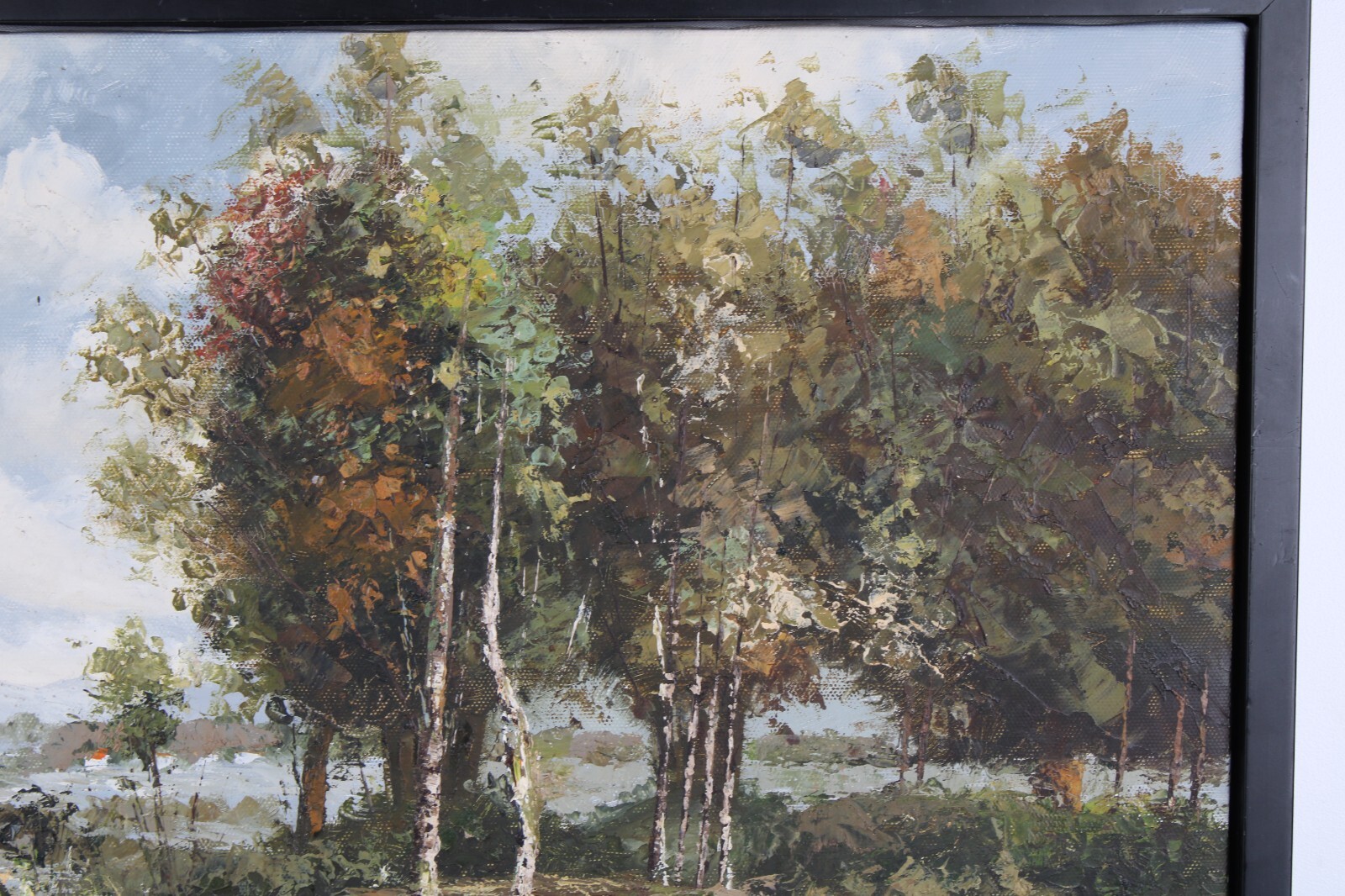 En plein air Landscape Vintage Oil Painting Signed Illegible
