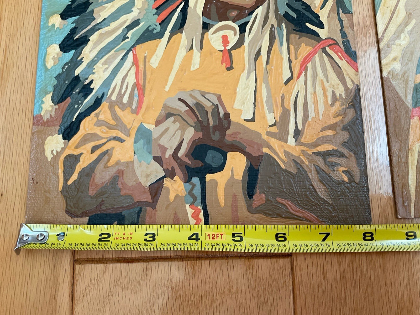 Native American Folk Art Portrait Paint By Number Set Unframed on Board Vintage