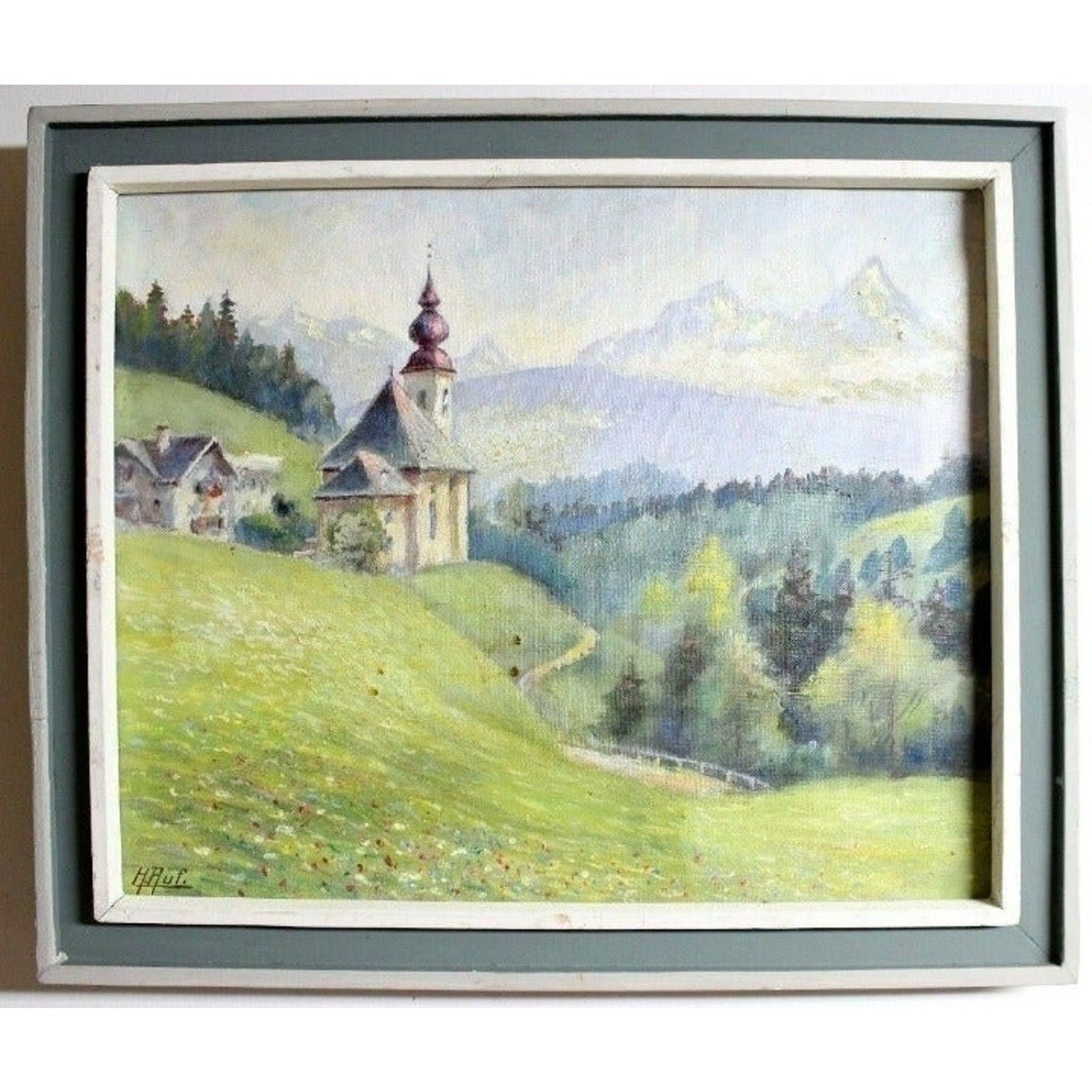 Original Landscape Painting Hermann Ruf. Oil on Canvas Art