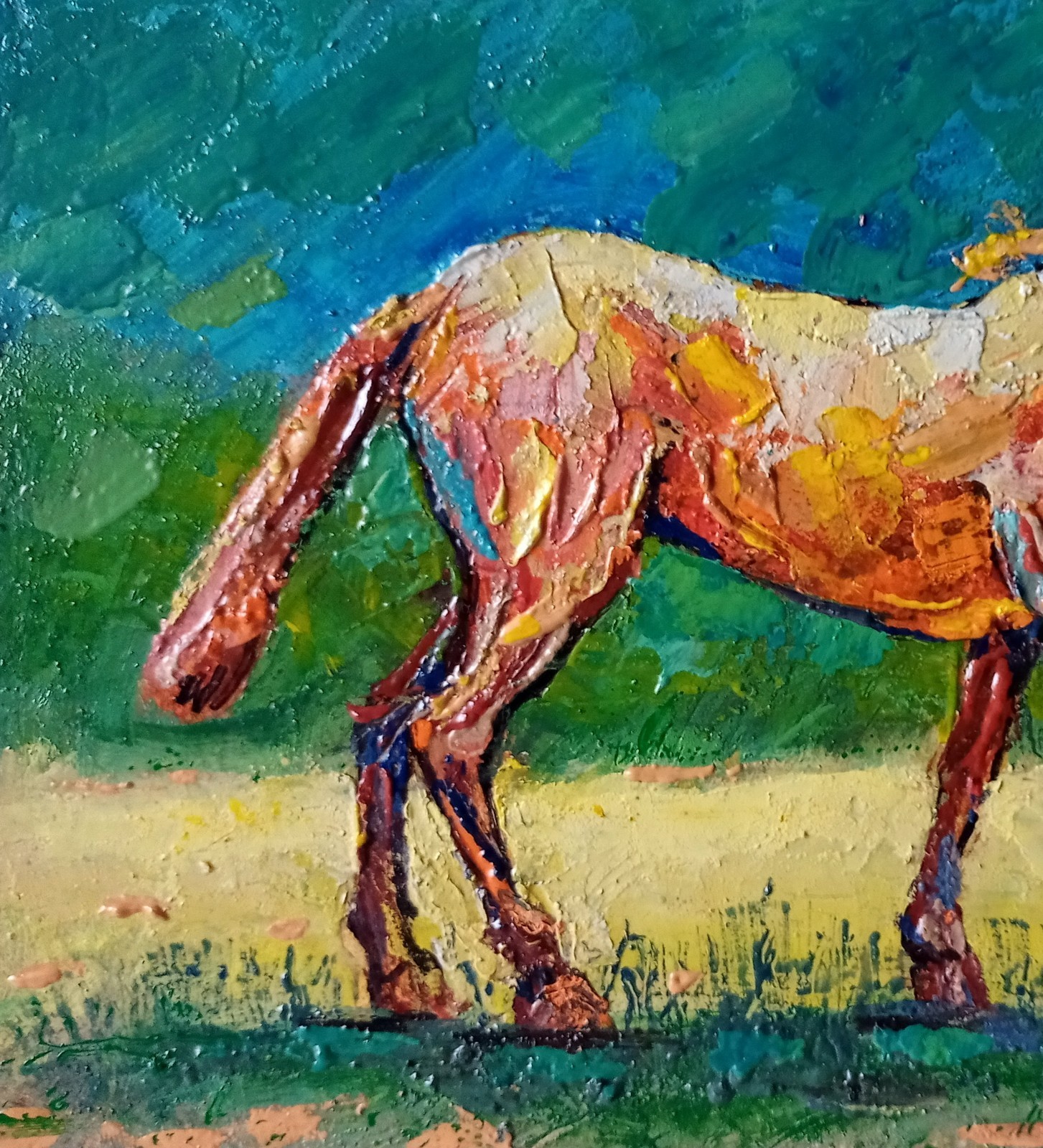 Horse Impasto Painting Original Art Impression Oil Painting 7.8 x 11.8 in