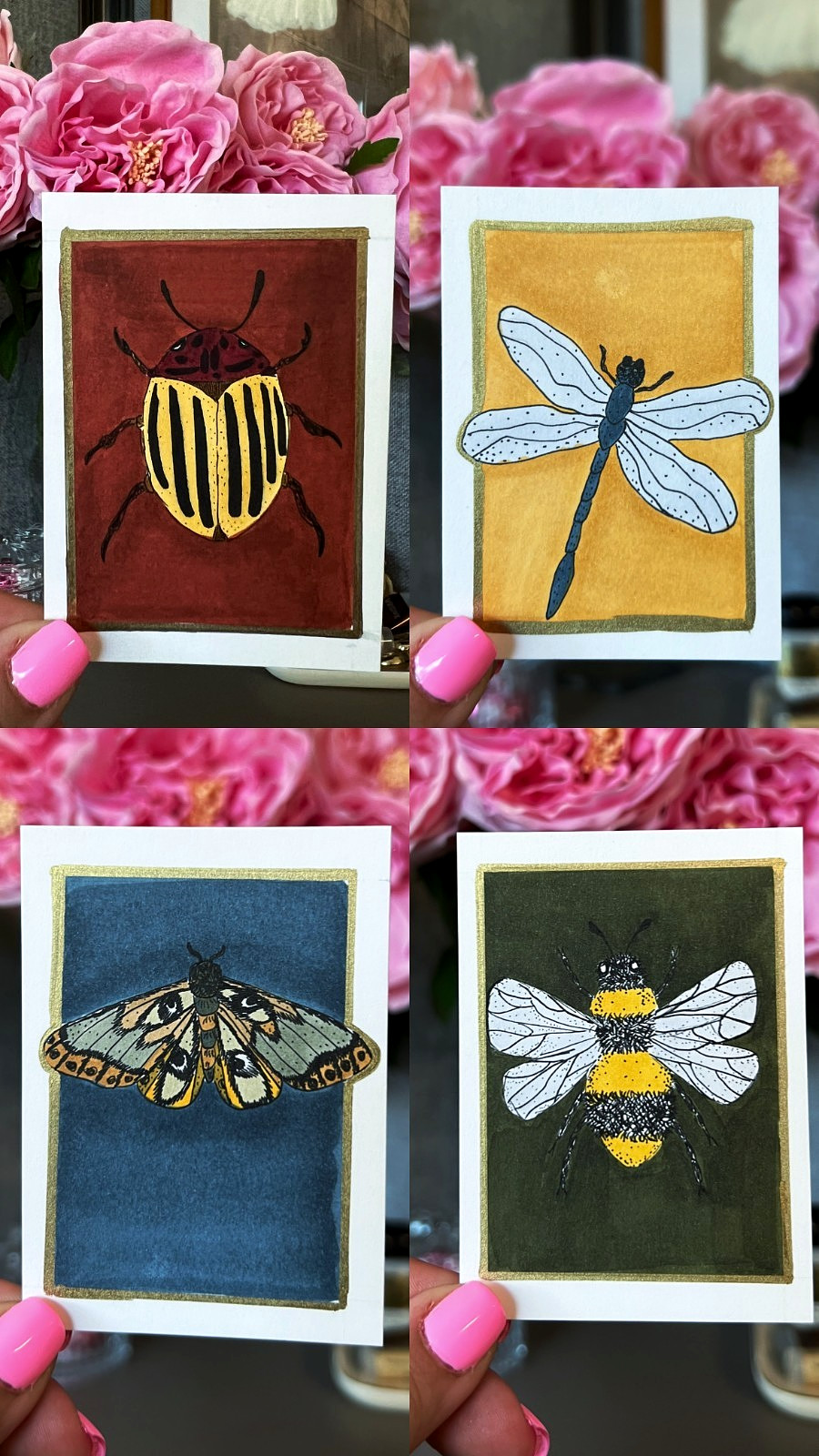 ACEO Original, Abstract Dragonfly, Miniature Whimsical Painting