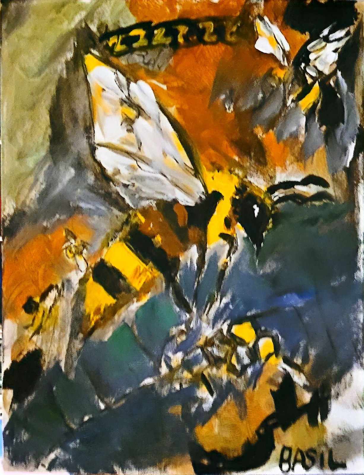 Bee Unique Abstract Expressionism Wall Art Canvas Board 11×14