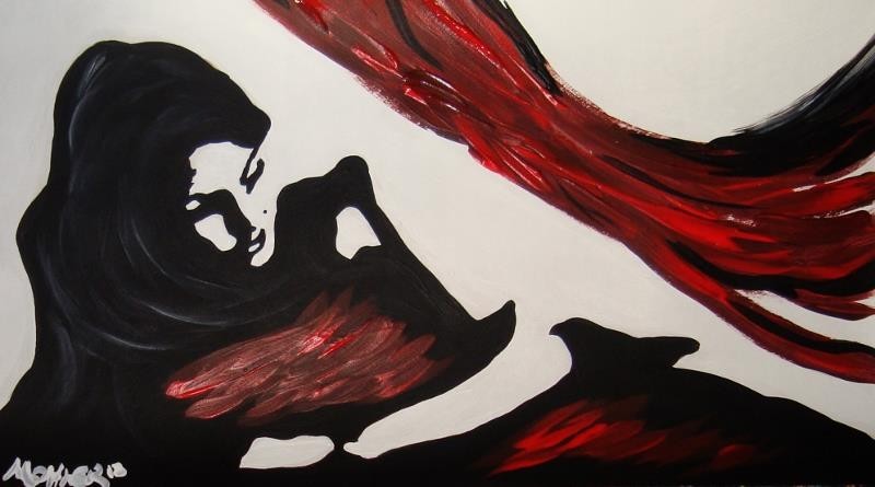 outsider art «Splash of Red» from black, white and red all over series Mohler