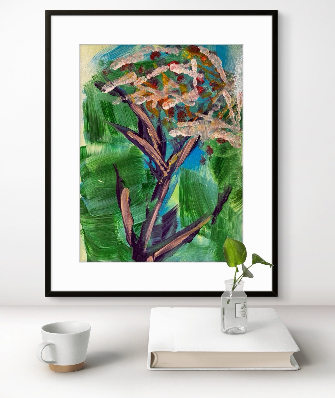 Original Abstract Expressionism 9×12 Drying Flower Acrylic on Paper Handmade