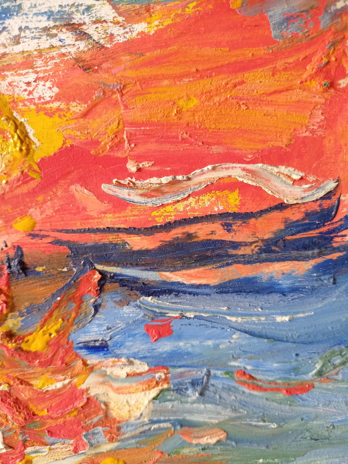 Sea Impasto Painting Original Art Impression Oil Painting 7.8 x 10 in
