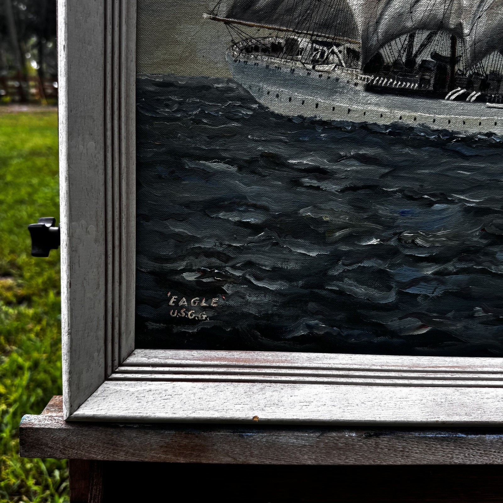 Vintage USCGC Eagle Oil Painting Signed M. L. Kauck Framed Nautical Wall Art