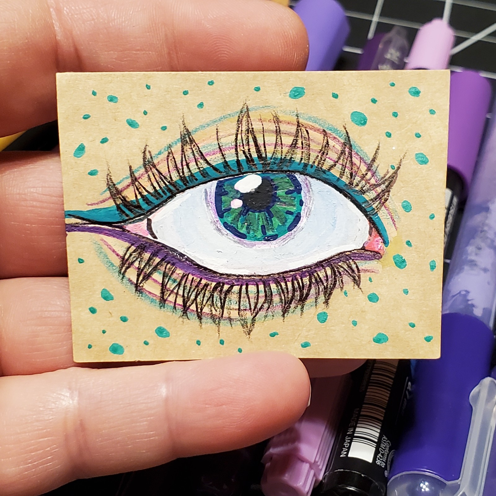 Green Freckles – Tiny Art – Eyeball Painting – Makeup