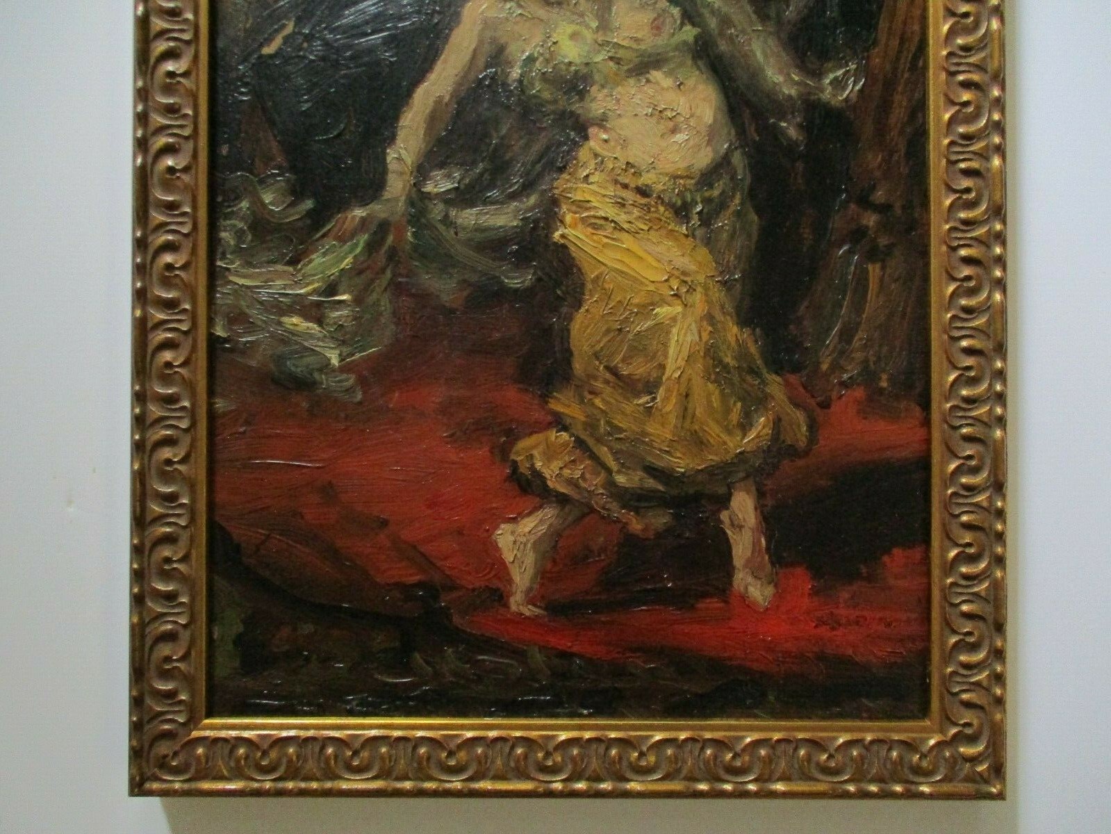 Paul Kapell Painting Antique Female Model Dancer Art Deco Nouveau Listed Oil