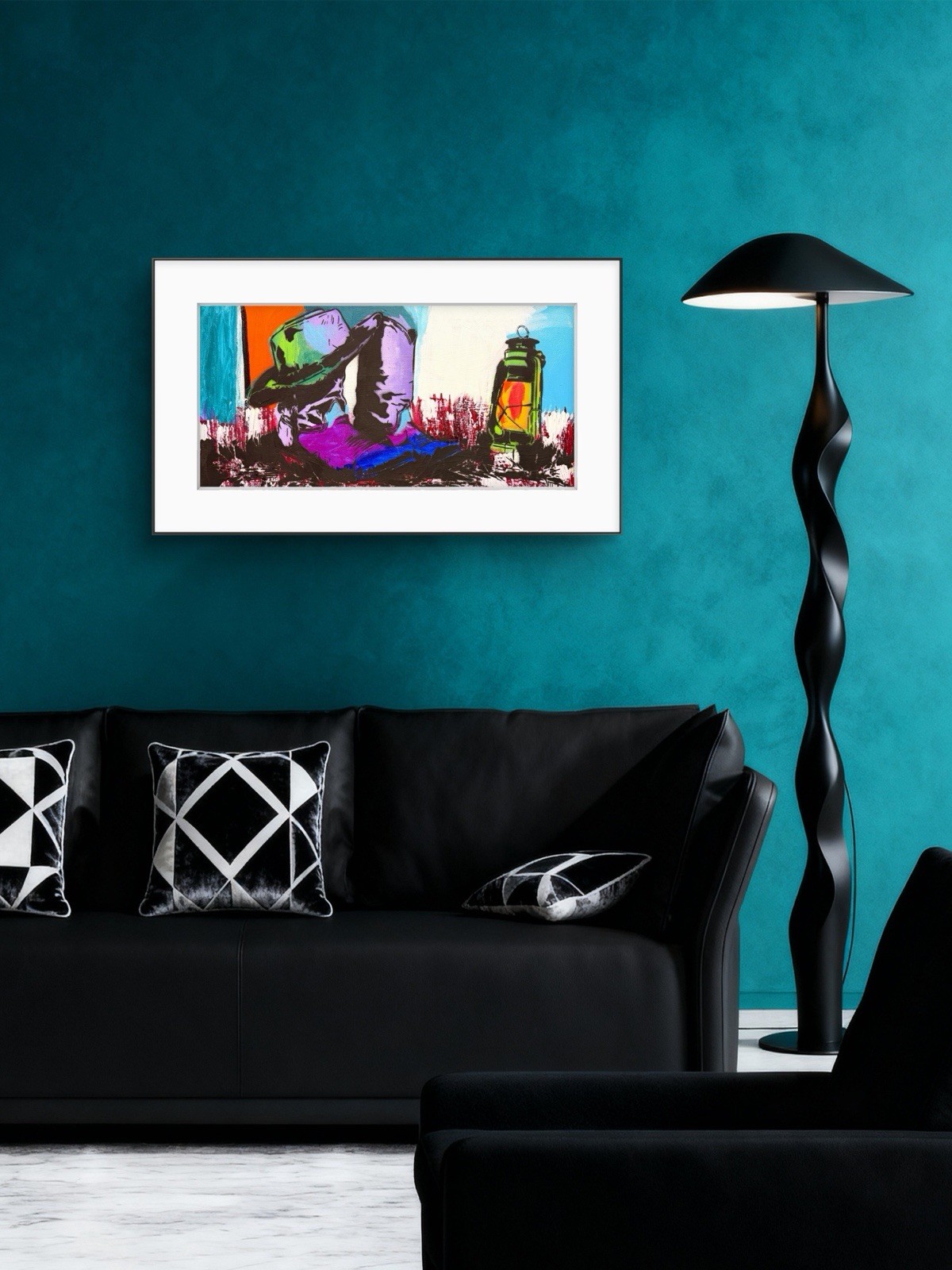 GERARD 12×24 IN-Abstract Expressionist Original Painting Canvas Cowboys