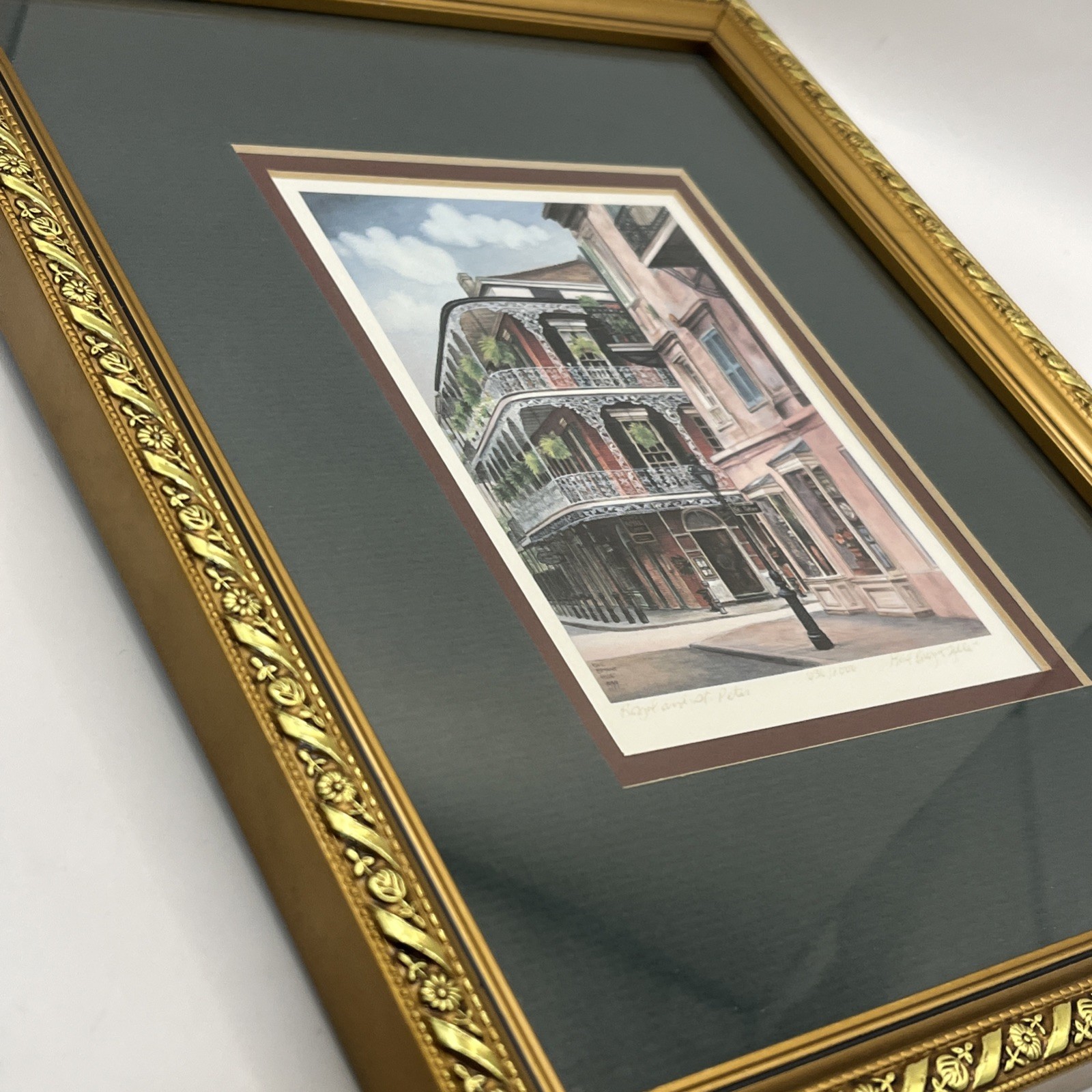 GAIL BRYANT FILLE NEW ORLEANS ROYAL ST.PETER SIGNED FRAMED WATERCOLOR PAINTING