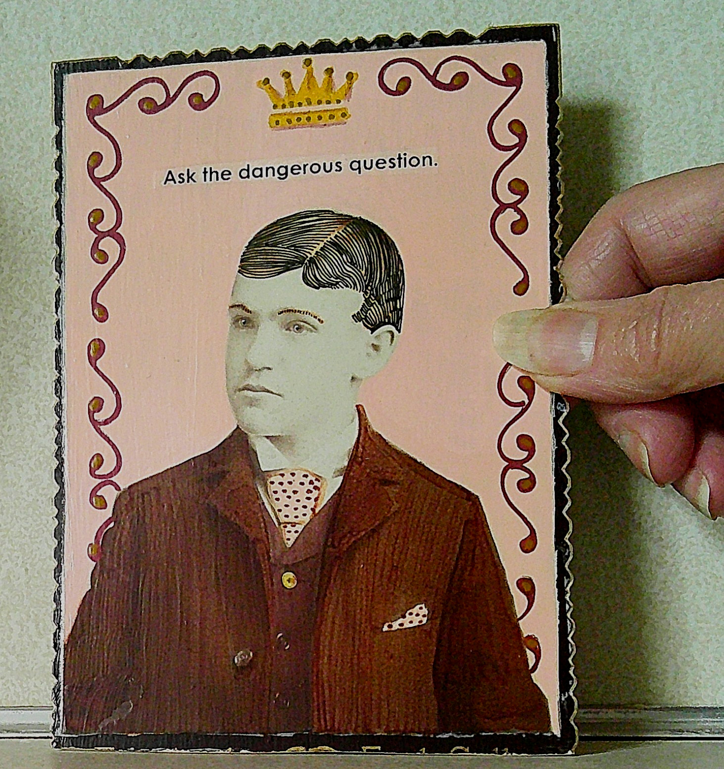 Ask the Dangerous Question Original Naive Folk Outsider Art Vintage Photo