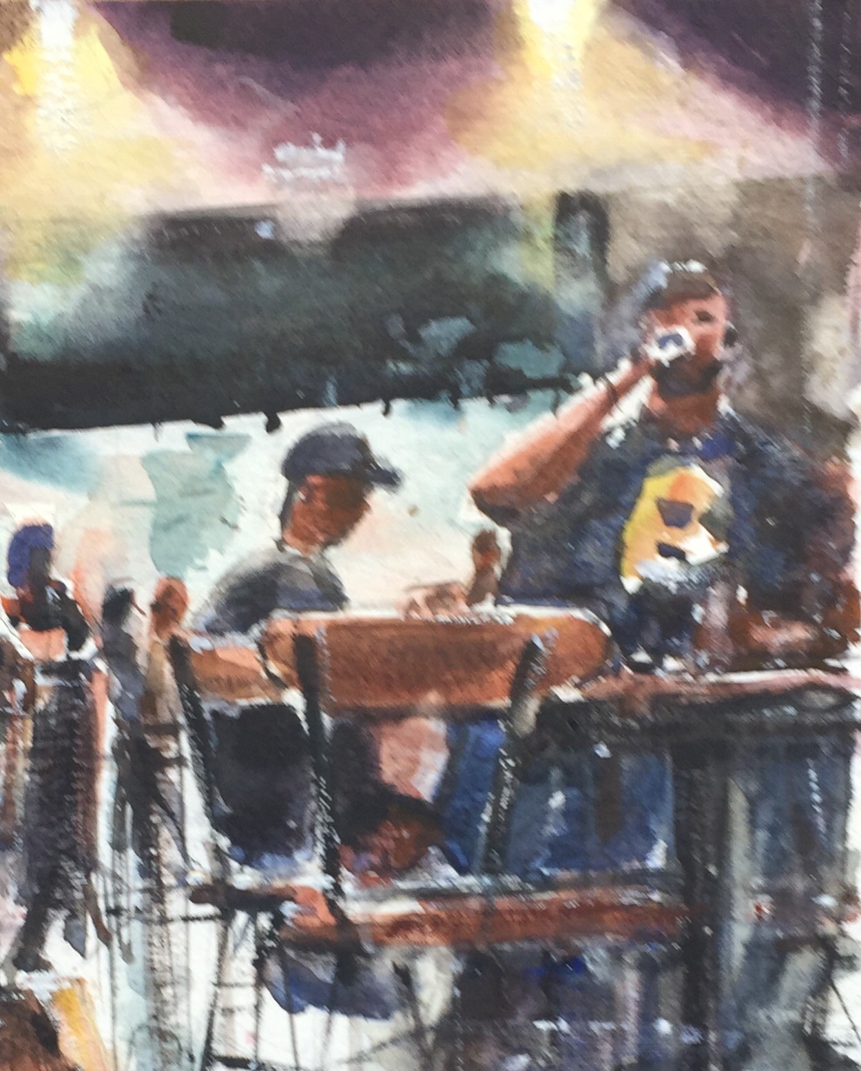 Original Watercolor Painting Sports Bar One-of-a-kind 7.1/2″ X 10.1/2″ Art