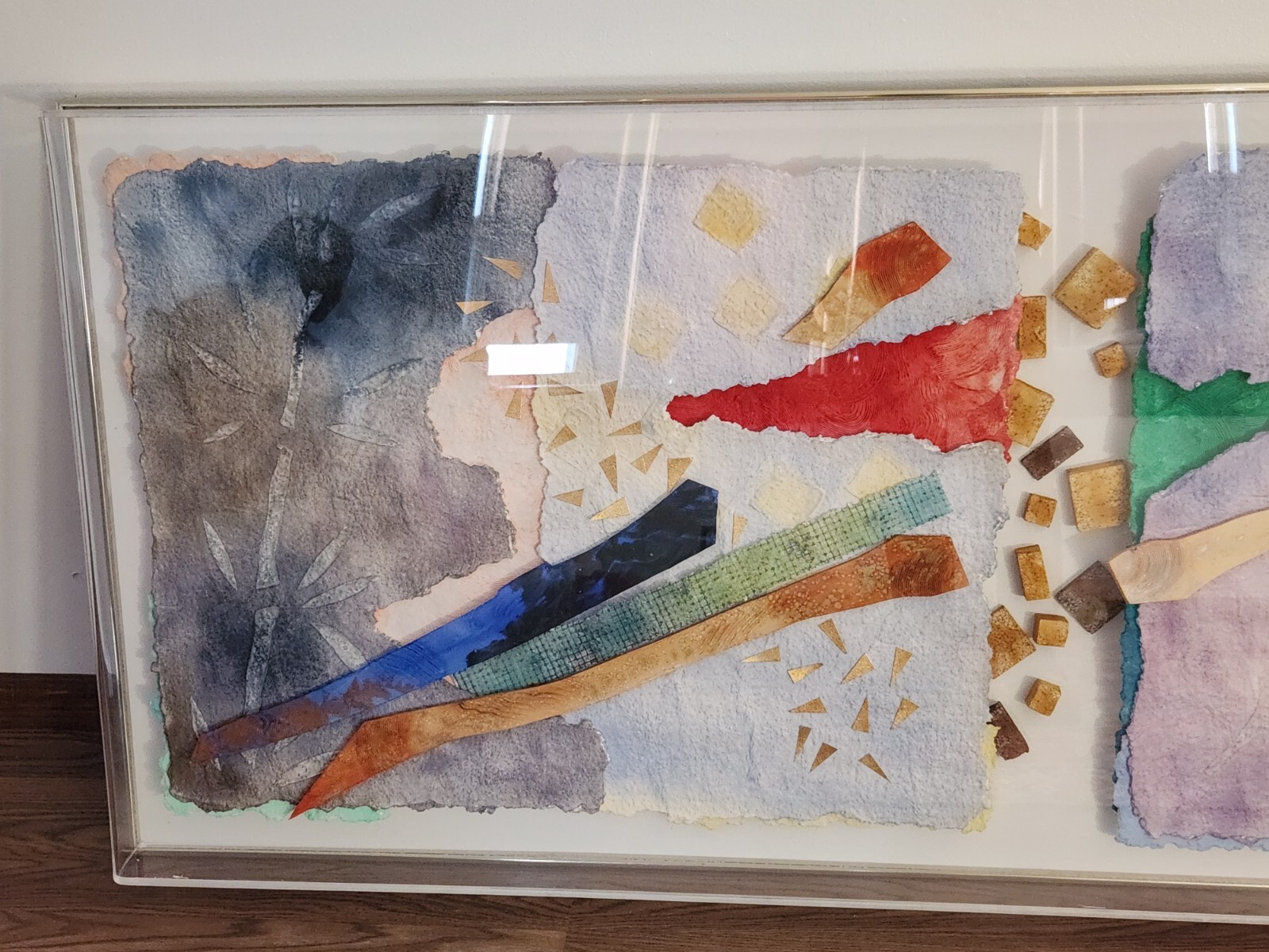 Acrylic Shadow Box Dimensional Found Art Abstract Original Signed 72 x 30 x 3.75