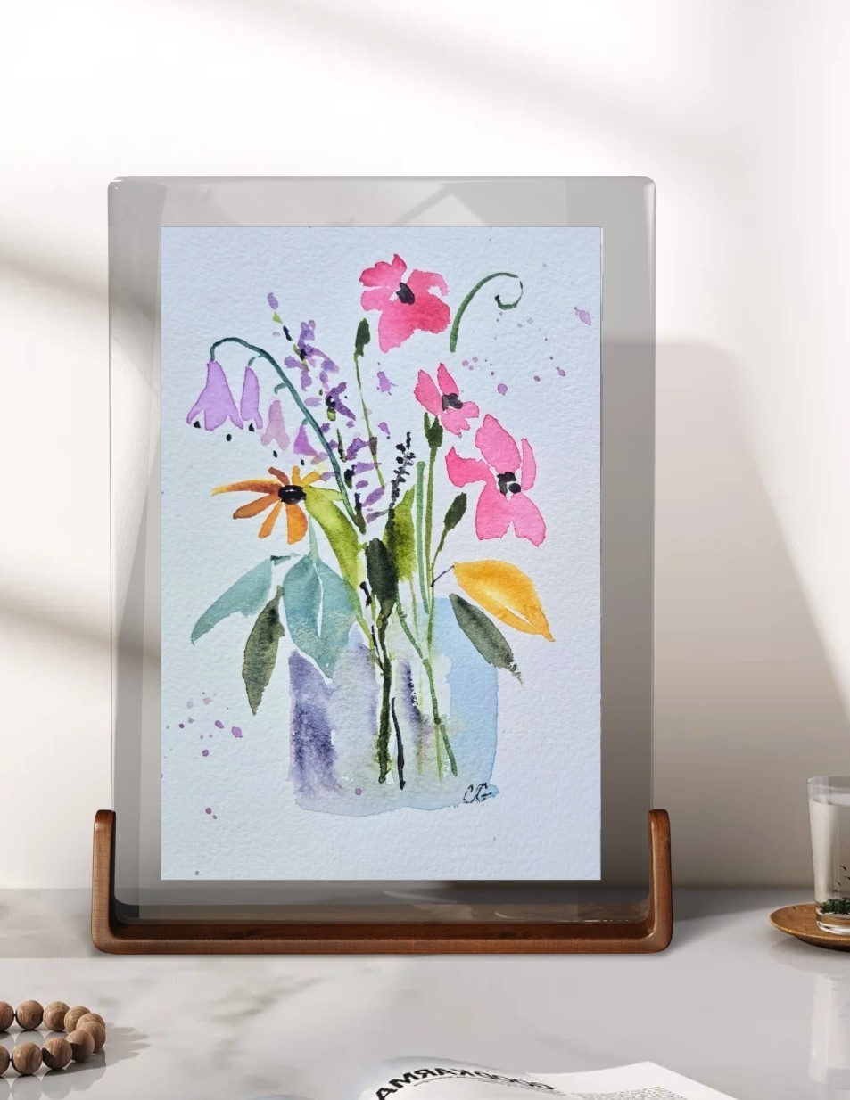 Original Signed Watercolor Painting. Cottagecore.Floral bouquet.Wall art Bouquet