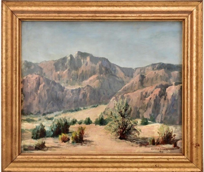 Charles Anderson Small Oil Painting 1940 Desert Mountain Landscape Signed