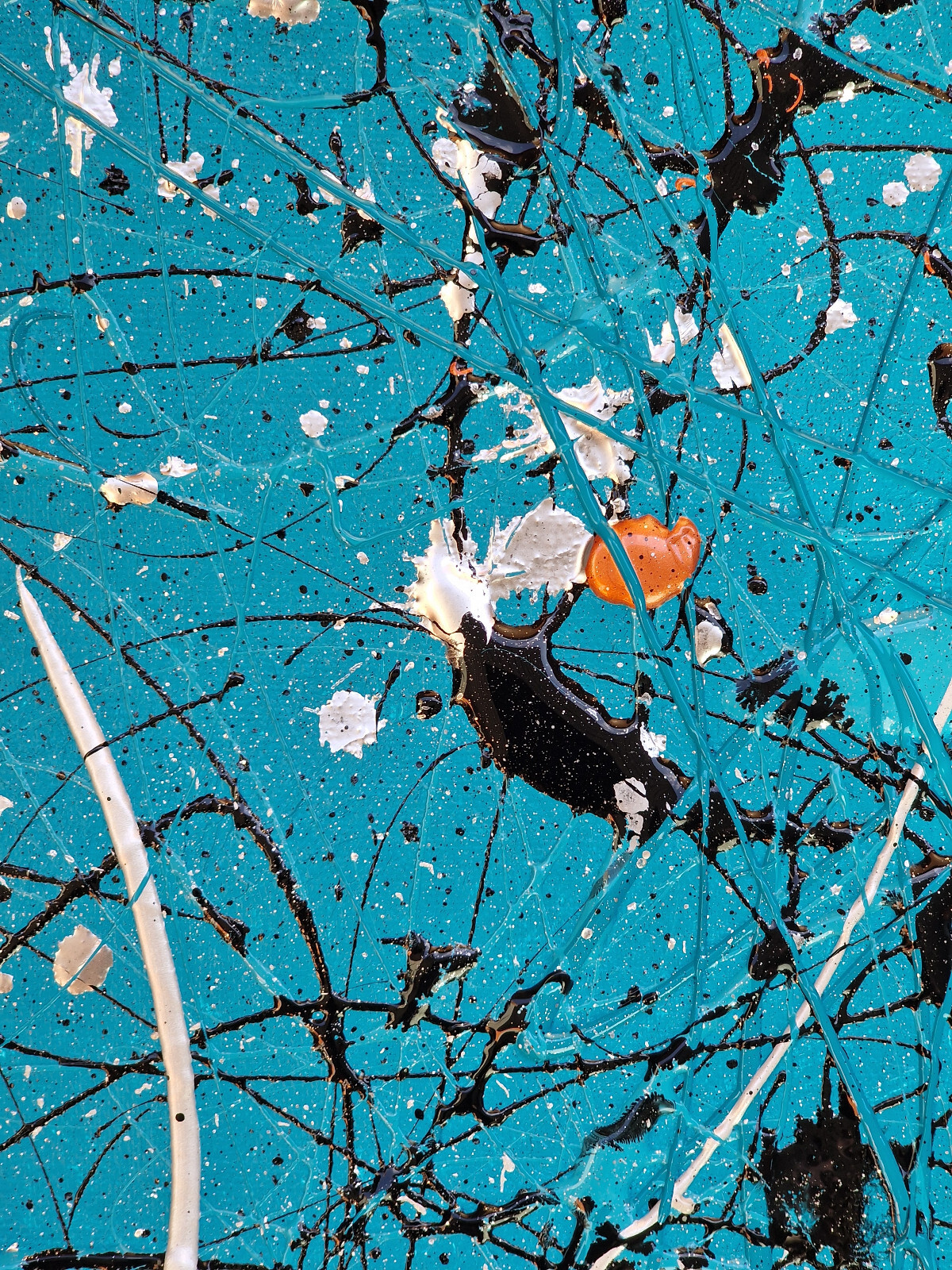 Abstract Painting Turquoise Copper Drip Canvas XXL Expressionist Art