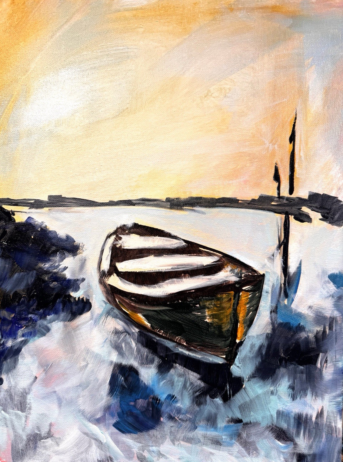 Original Abstract Expressionism 12×16 Moored Handmade Signed Unique Art