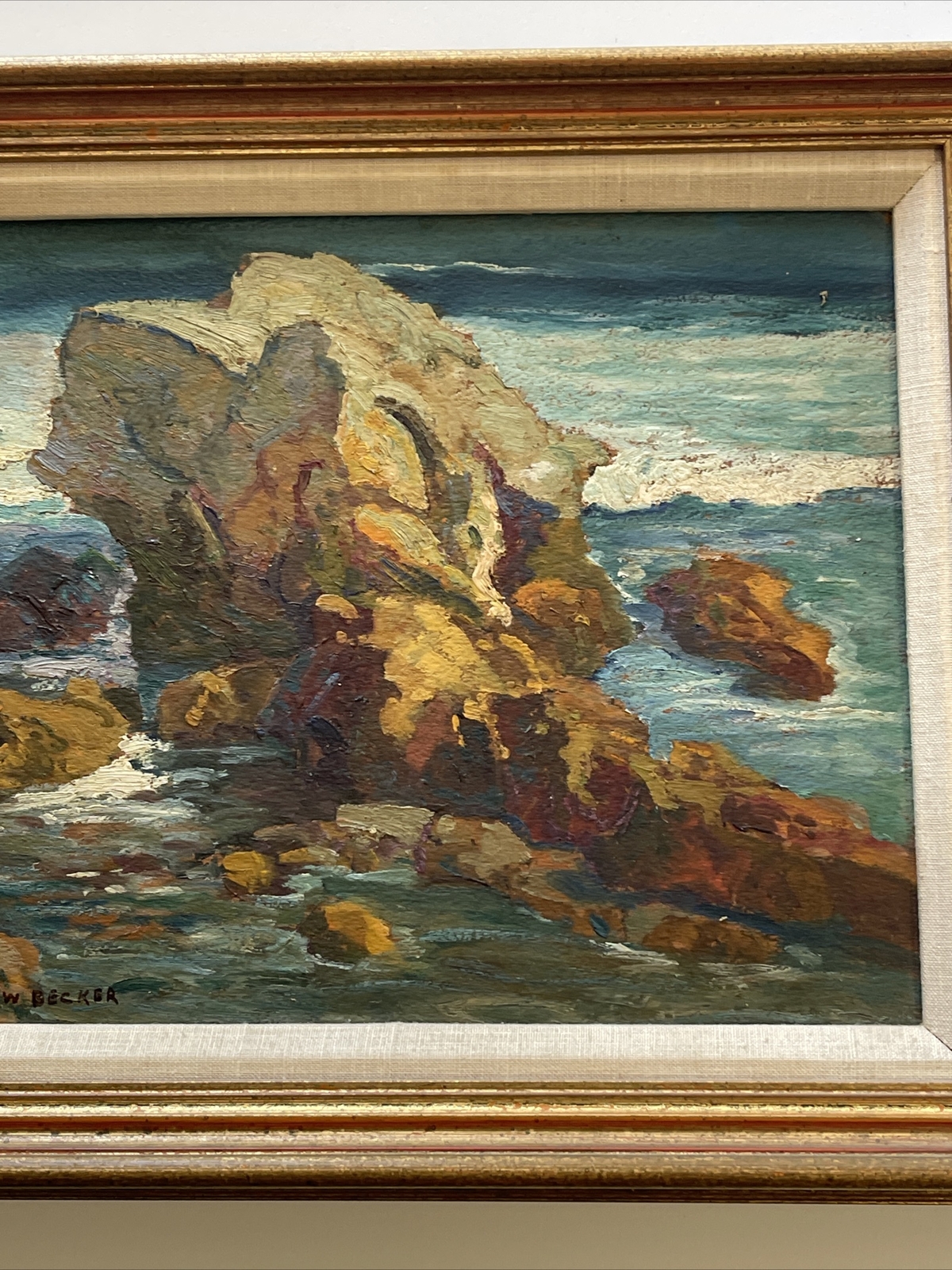 FREDERICK BECKER ANTIQUE LANDSCAPE PAINTING AMERICAN PLEIN AIR COASTAL BEACH
