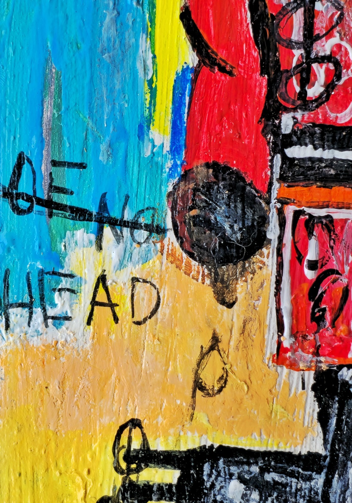 Jean Michel Basquiat Painting On Original Cardboard Hand Signed No Haring