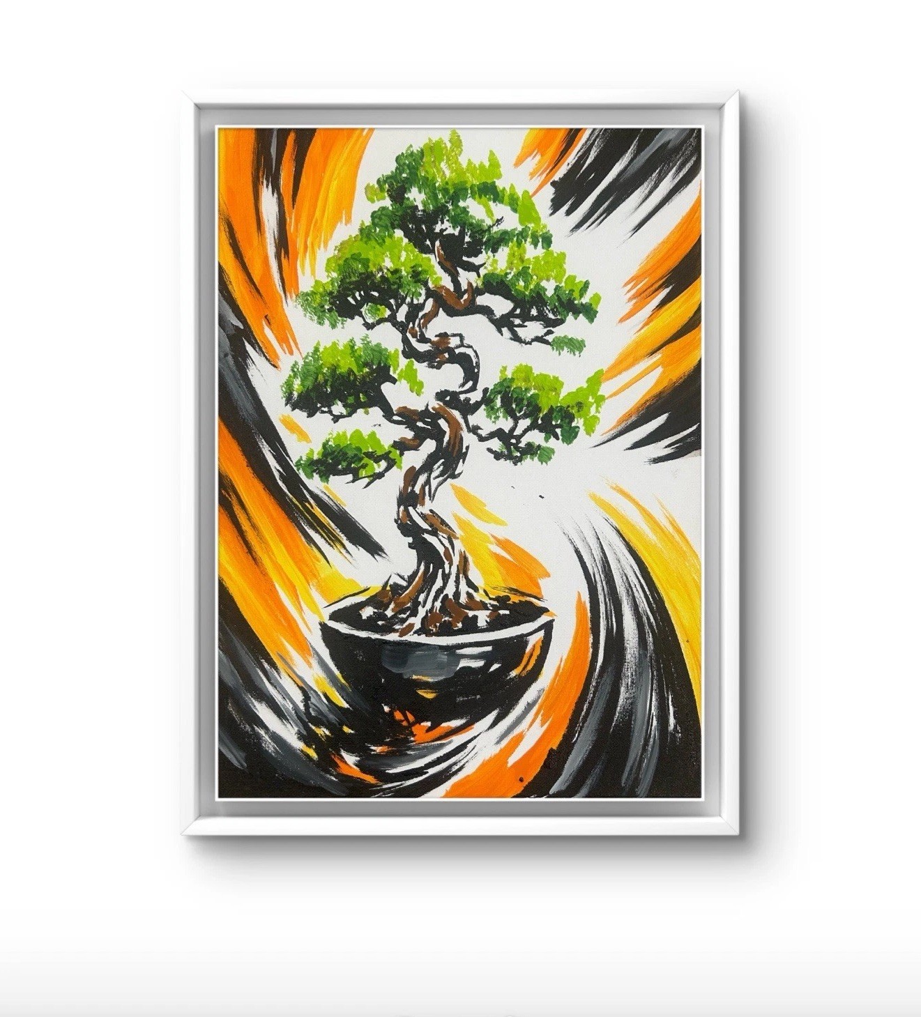 Original Abstract Bonsai Tree Painting 14×11 canvas Modern Artwork Wall Art Home