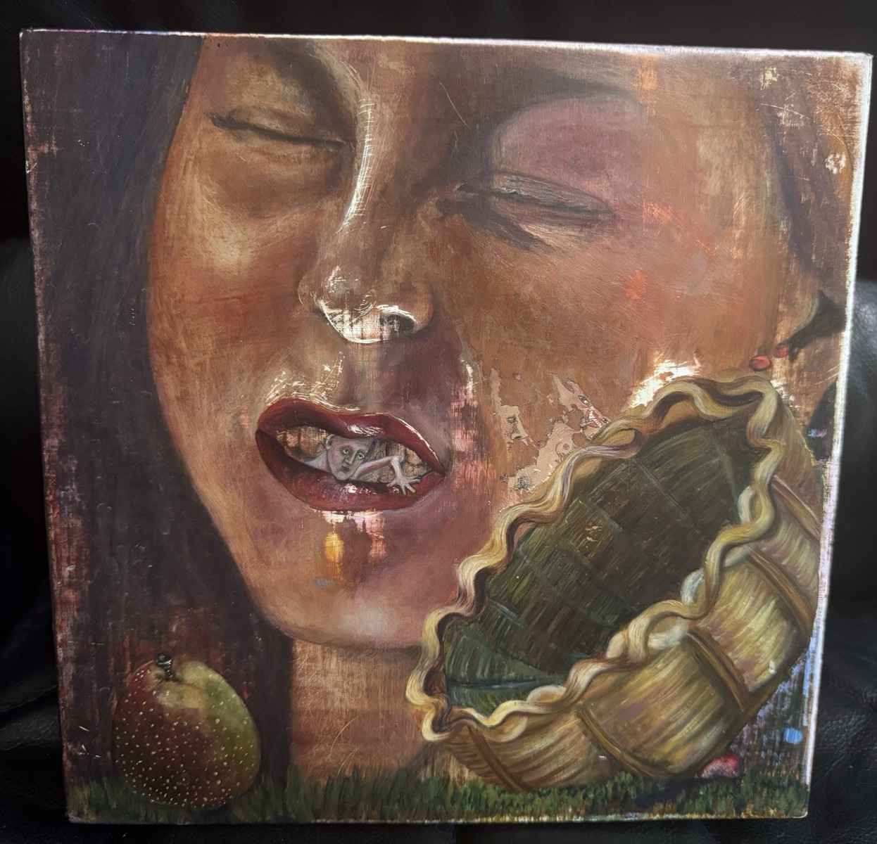 2 Surreal Psychedelic Oil Paintings, Wood by Lori Hanson-Perko Visionary Work 92