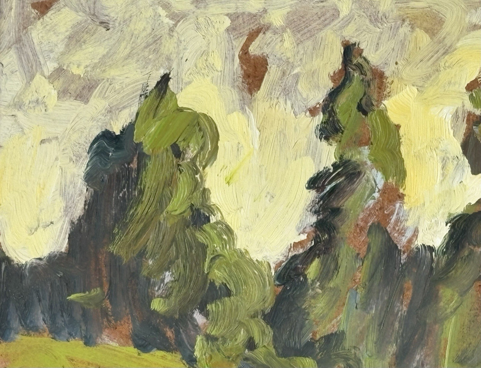 Tableau Bruno Cote, ( 1940-2010 ). Huile sur panneau signée, 12×16 pouces.