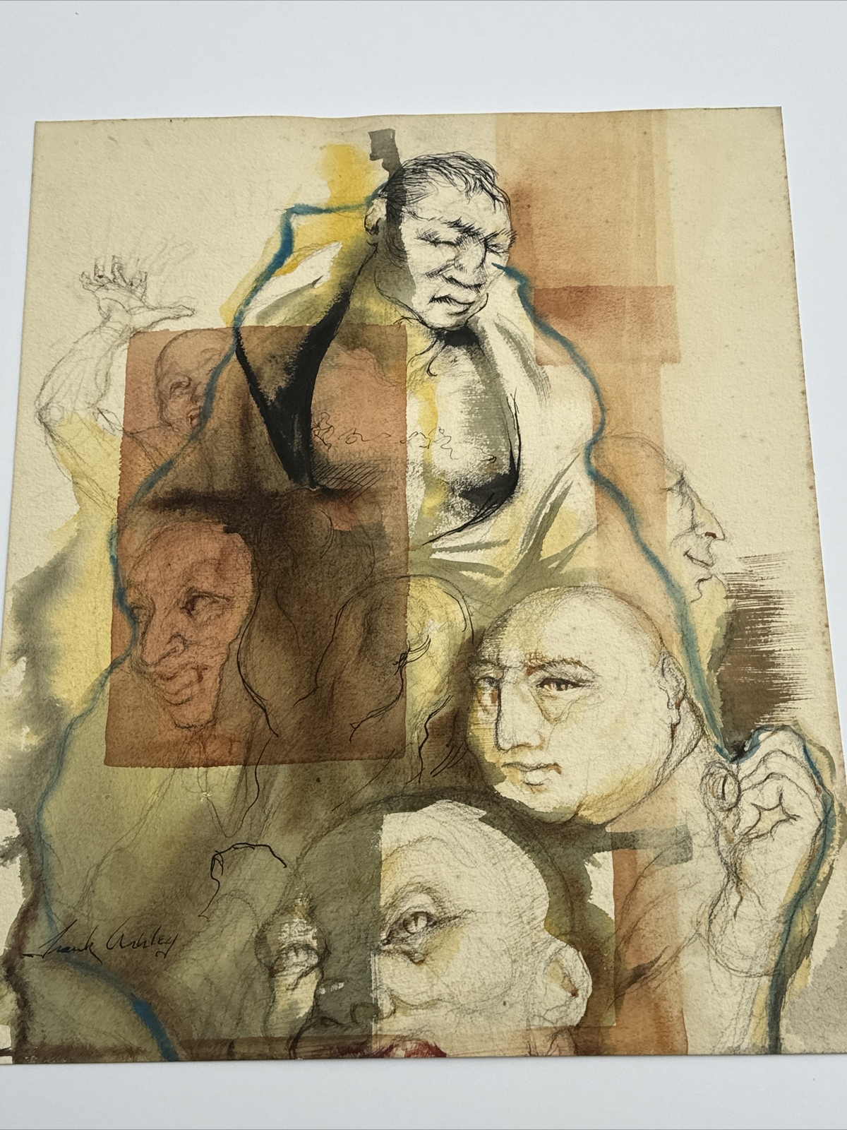 Frank Ashley Painting Antique Boxing Boxer Portrait Wpa Era Listed Famous Artist