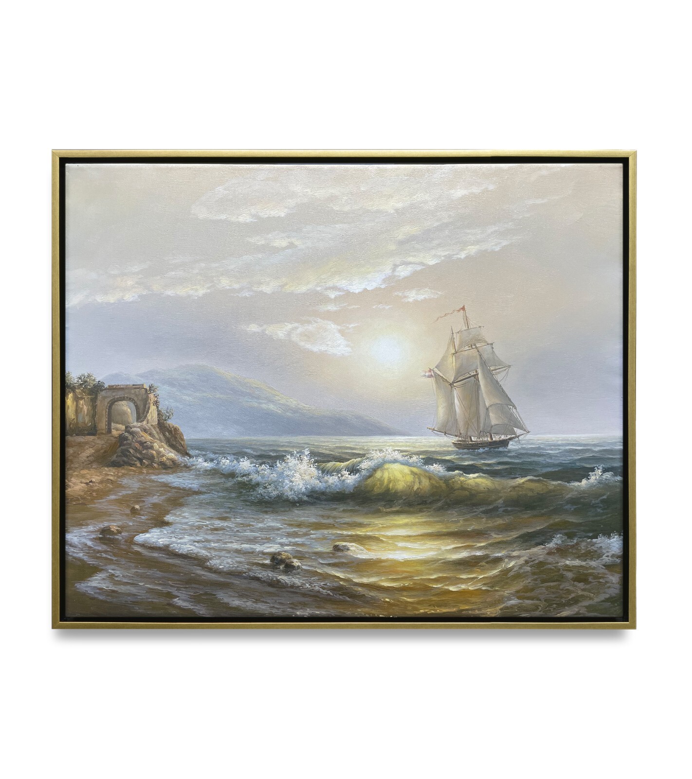 Hungryartist -Original Oil Painting of Oceam View on Canvas 20×24 Framed