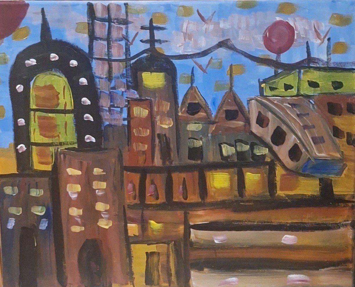 Crazy Town, Acrylic Painting – 16×20 Hand Painted Artwork on Canvas