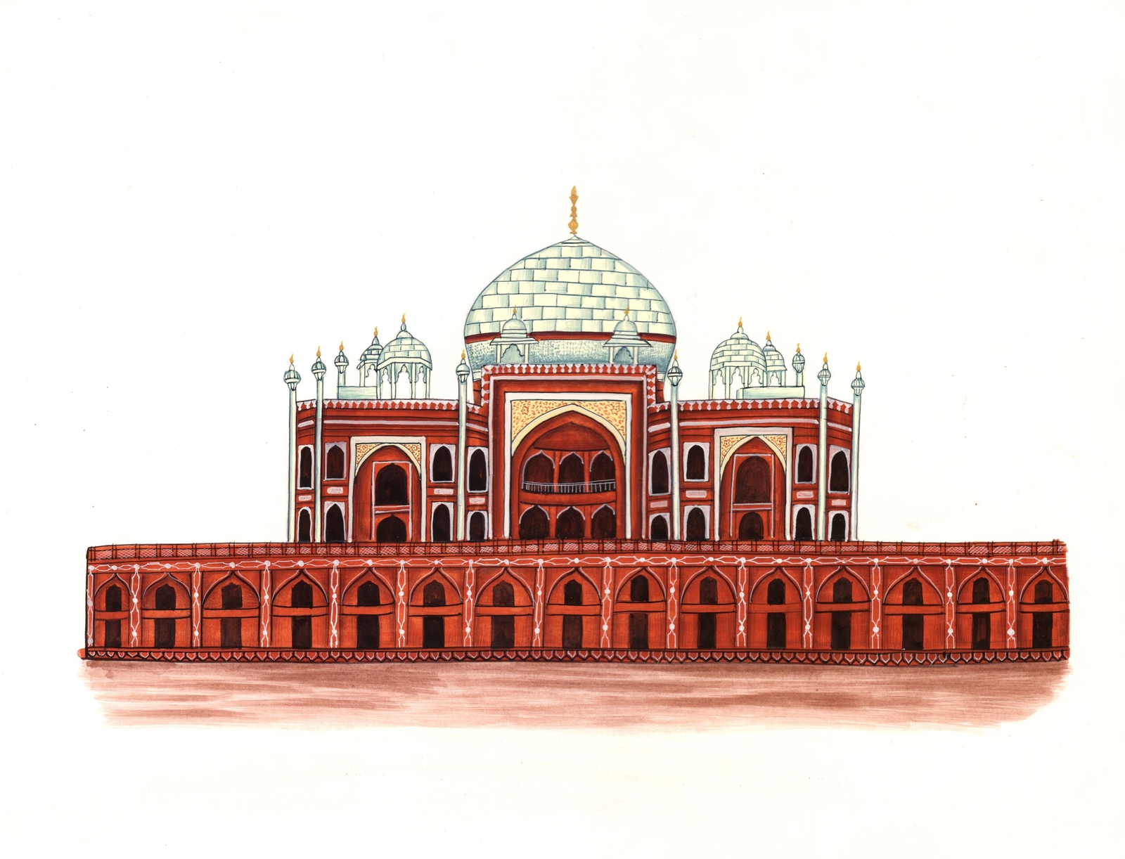 Humayun Tomb Painting Handmade Indian Mughal Emperor Dynasty Monument Decor Art