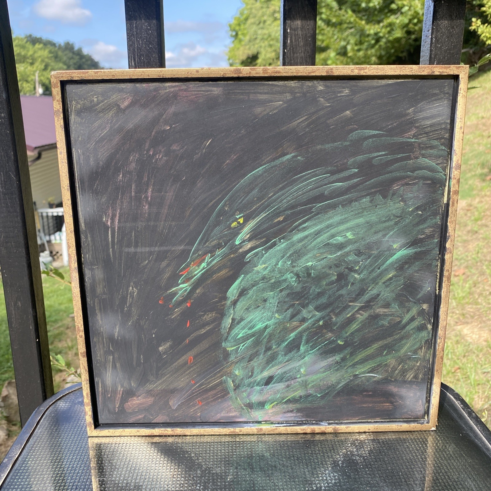 Creepy Upcycled Thrift Store Art Hand Painted By Me Ooak 12” X 12”