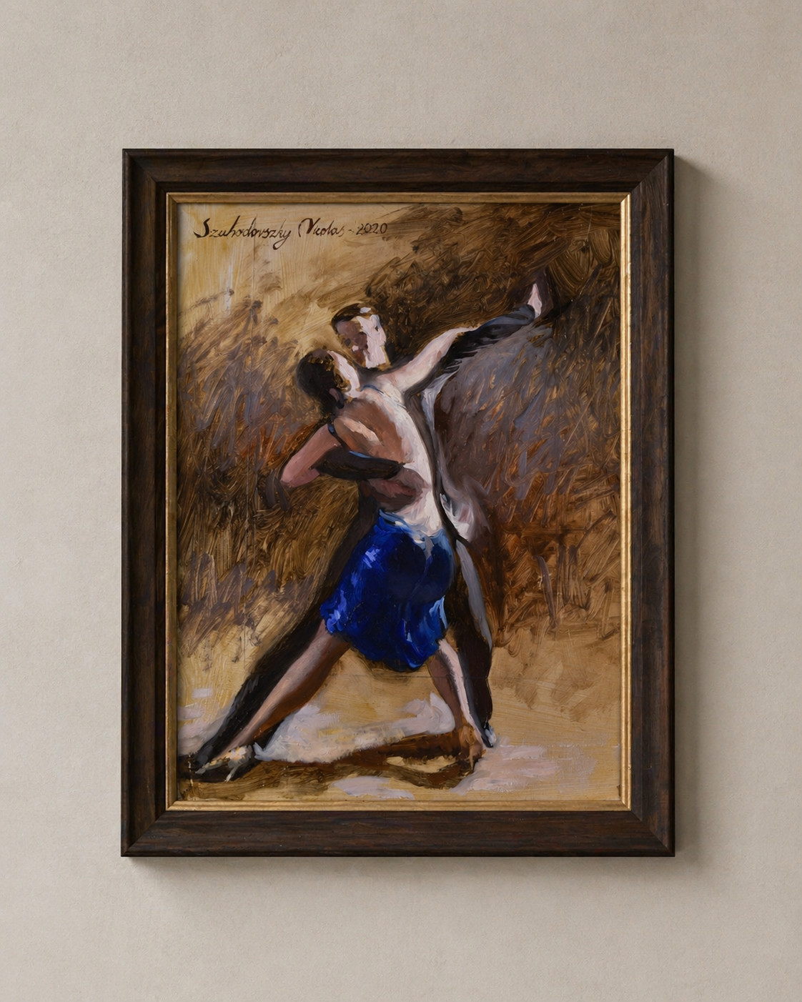 Original Oil Painting 16×12 Ballroom Tango Bolero Dancers Figurative Art