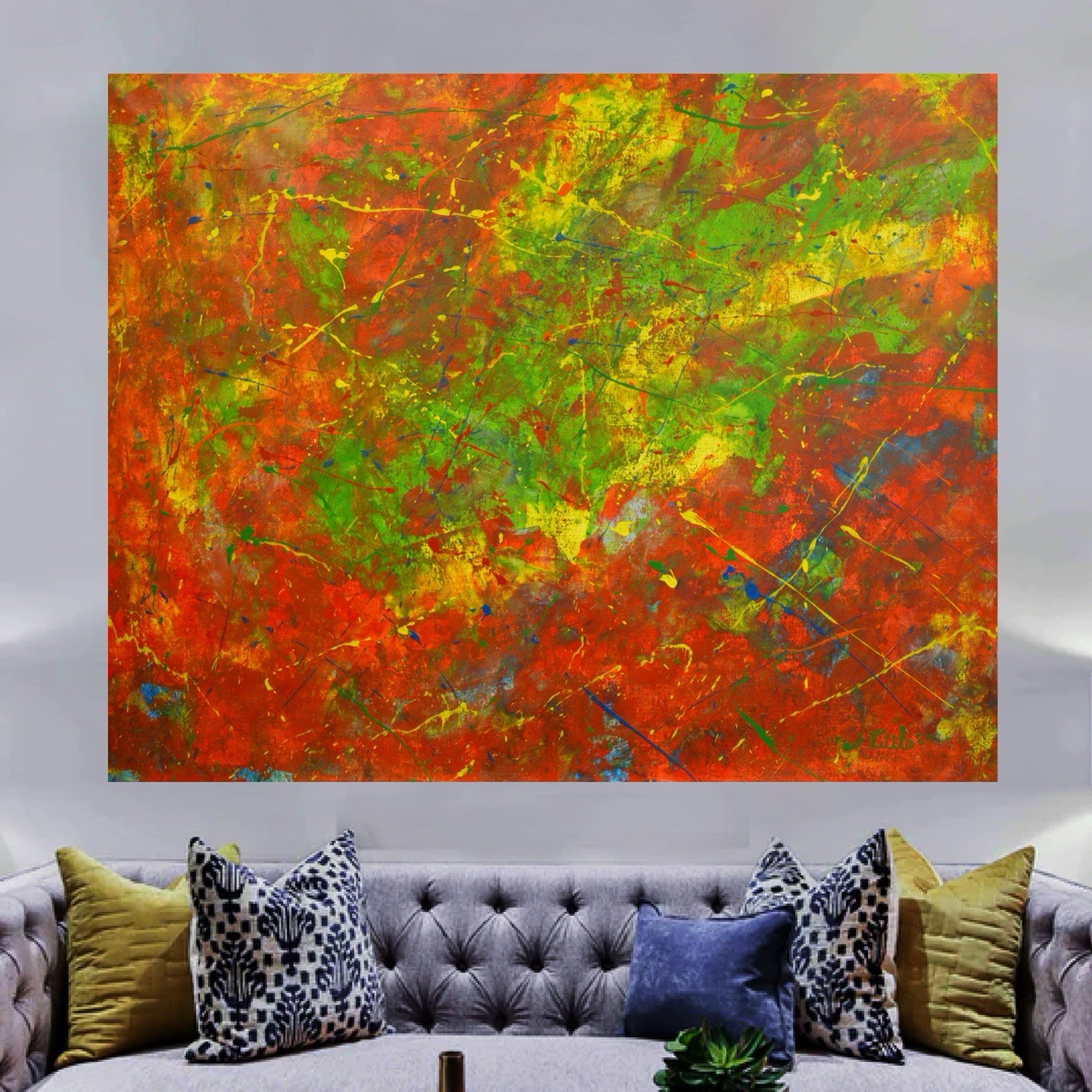Mark Little Original￼ Giant Canvas Painting 81”X62” (6 Foot 9 inch) Abstract XXL