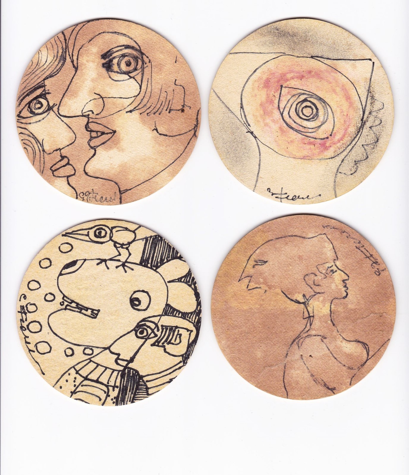 25x art work Gerard Fieret, painting & sketch on Brand beer coaster / bierviltje