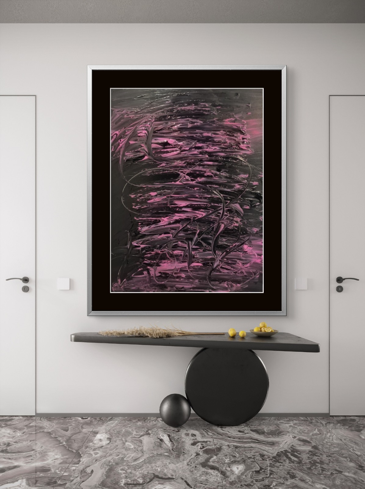 Trey Coppland, Black Heart Abstract Original Canvas Painting, 24 in Signed2026