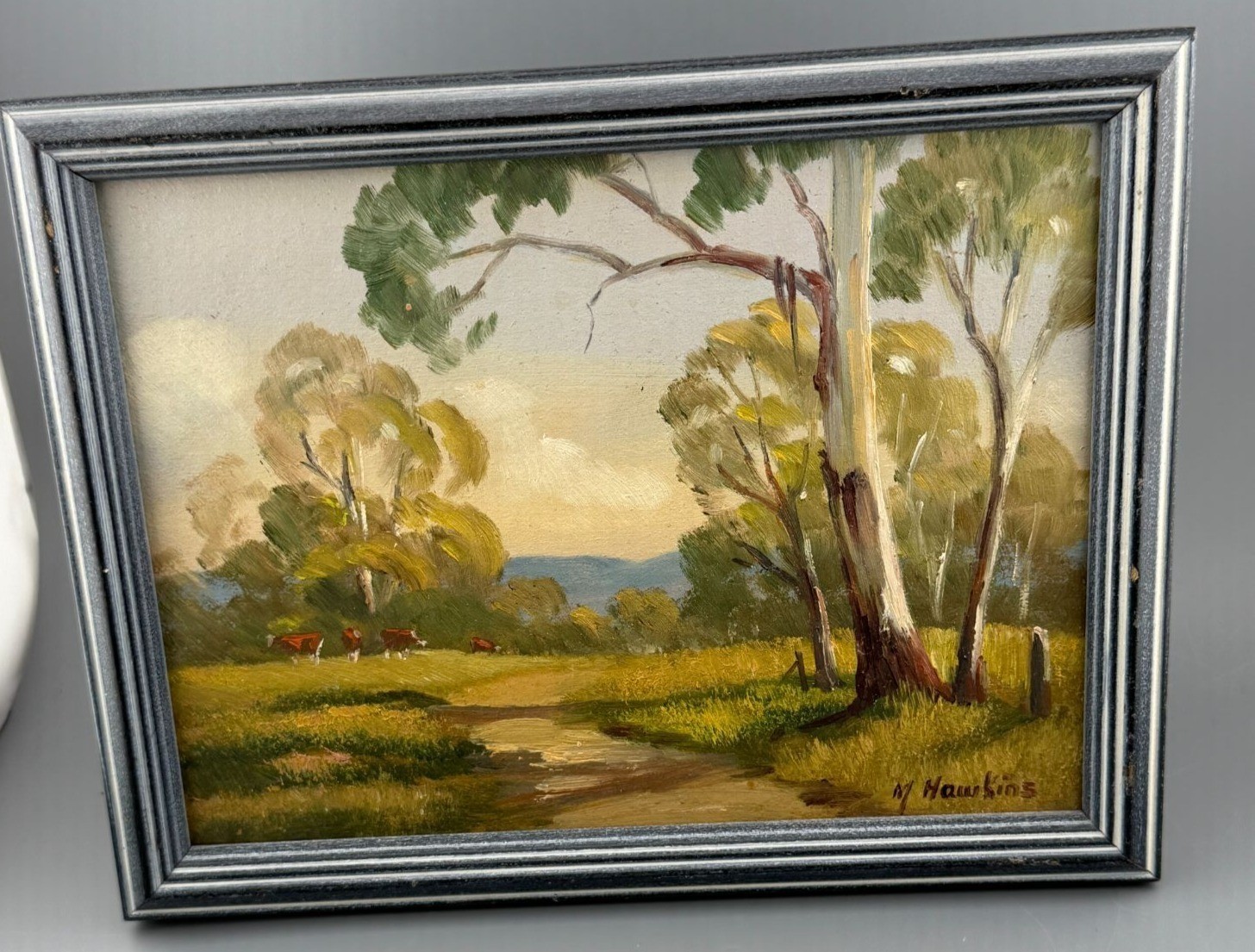 Vintage Landscape Paintings Signed Australian Cattle Countryside1984 Framed