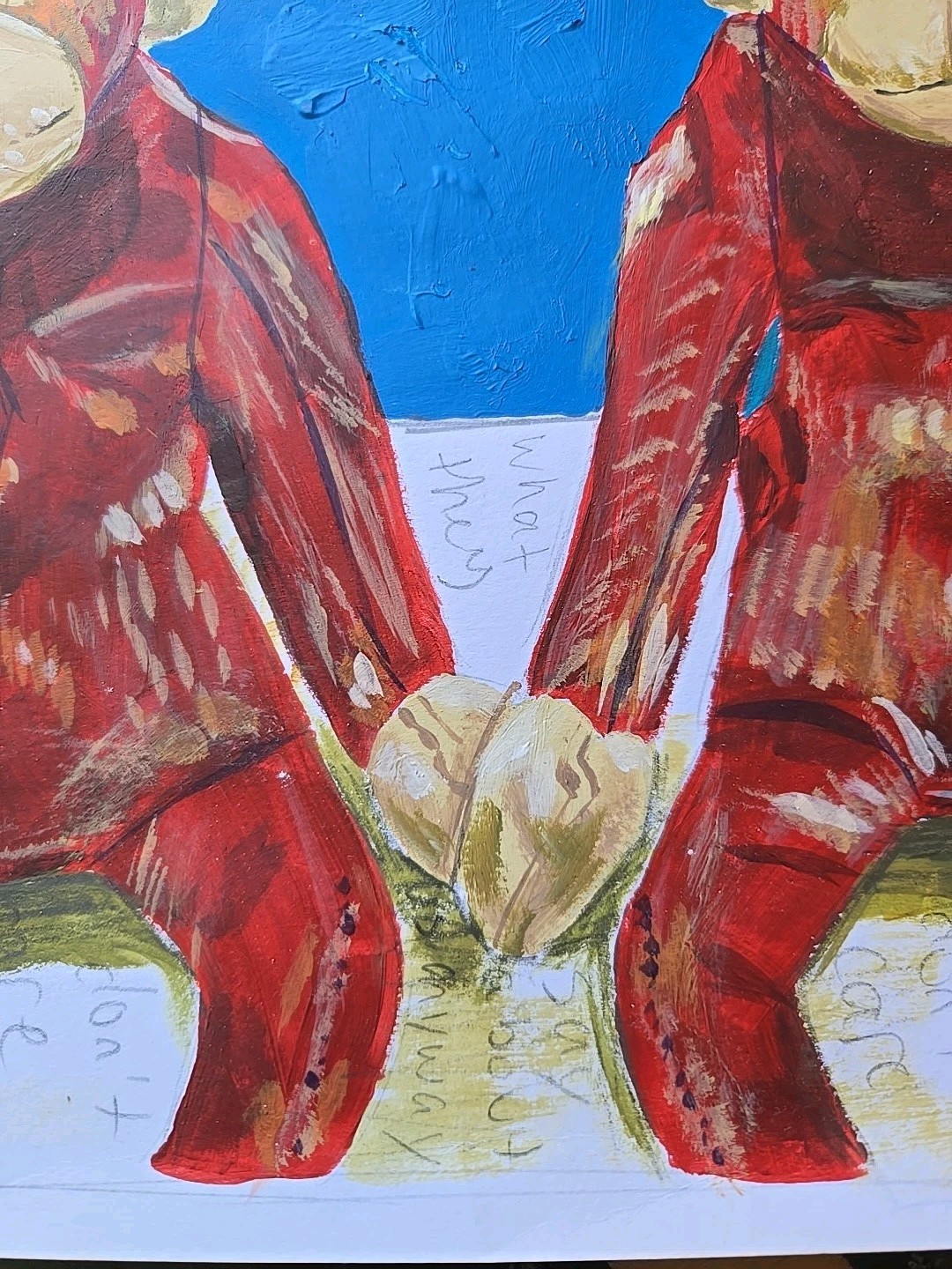 OOAK Original Acrylic Art Painting On Paper 12″ X 9″ Pair 2 Monkeys Creepy Funny