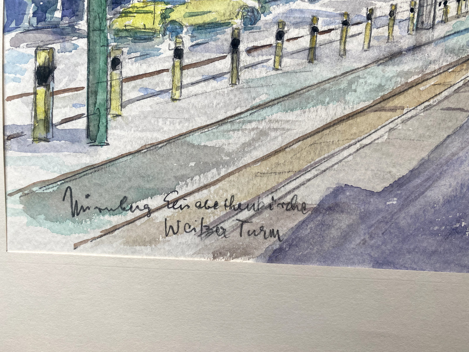 Watercolor Signed Hoffmann Nuremberg Elisabeth Church White Tower Old Town Car