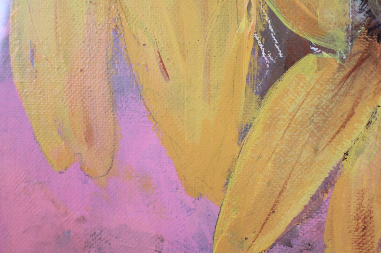 Vintage Black-Eyed Susans Oil Painting On Board Signed Illegible