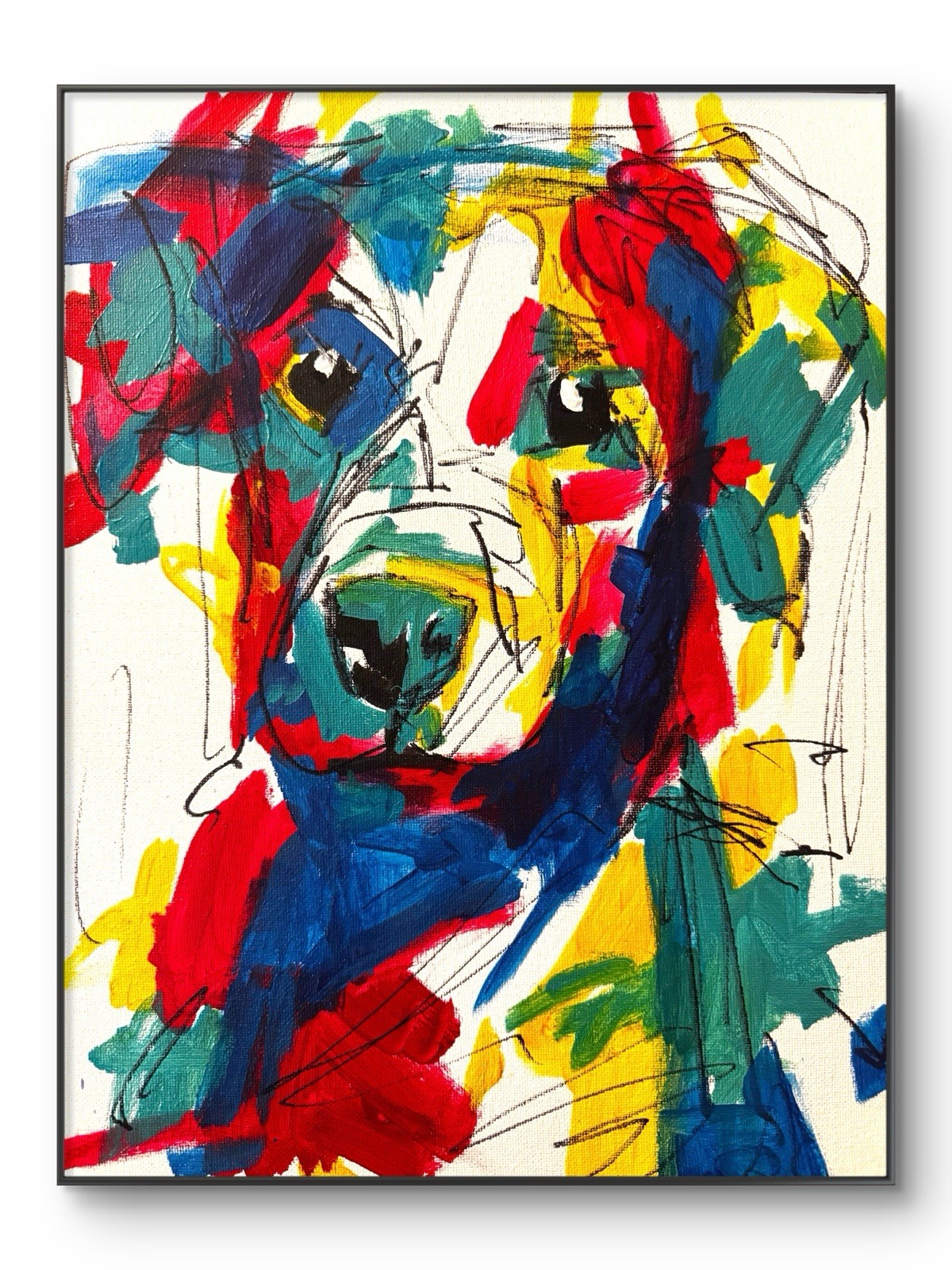 SAMATOWIC Original Abstract Expressionism Dog 11×14 Colorful Signed Fine Art 305