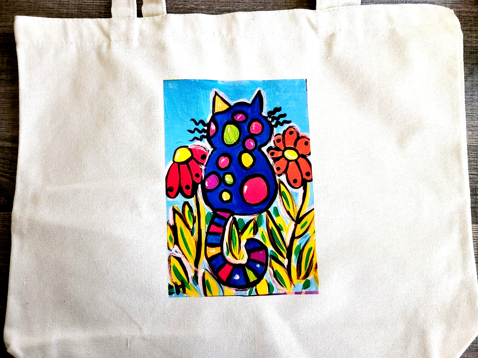 Brand NEW CANVAS SPOTS IN THE FLOWER FIELD IRONON TOTE BAG 16x13x4 » 2000-now