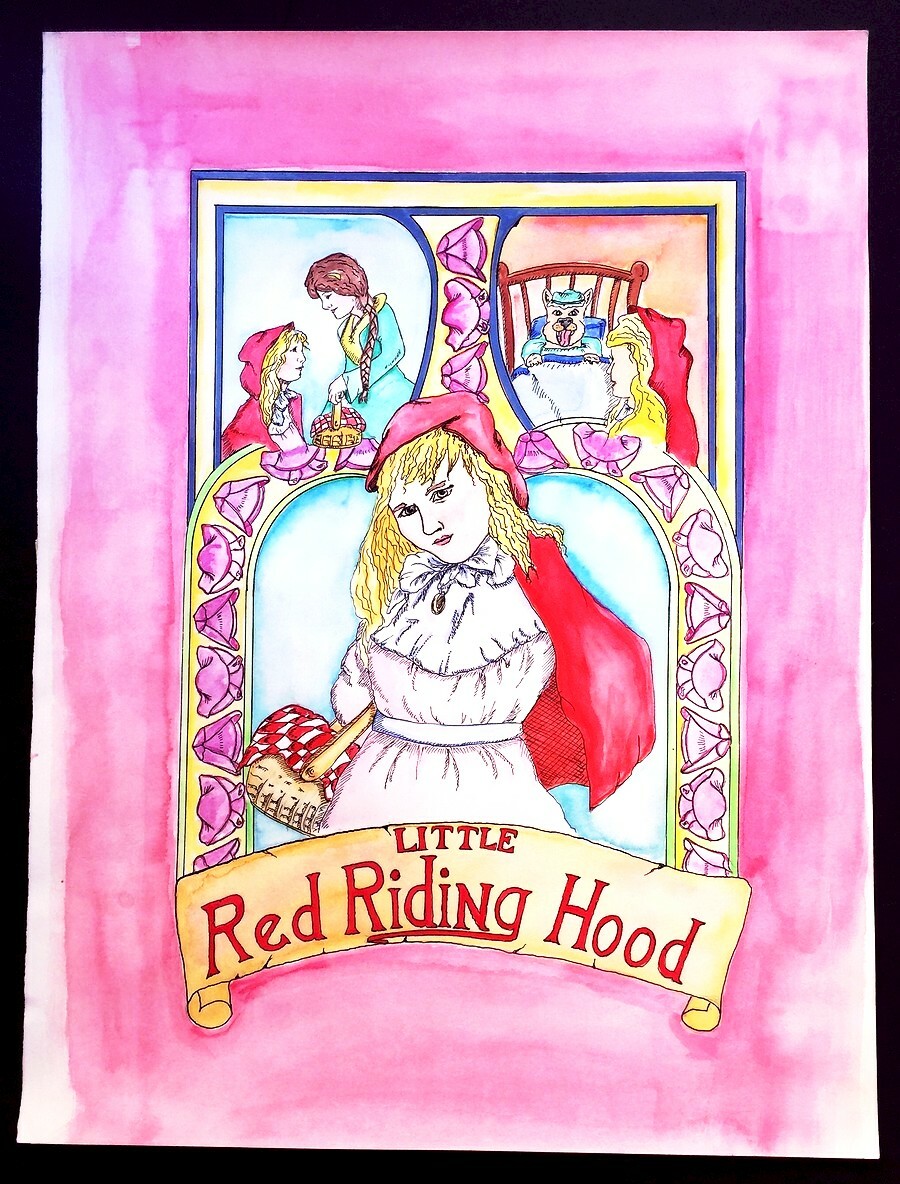 Original Watercolor Painting «Little Red Riding Hood» 15×20 (Joan F O’Brien)