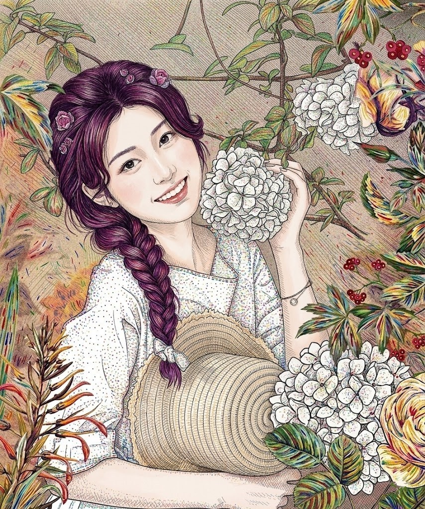 new handmade Painting on 20″*16″ canvas Ethereal Bloom smile girl by Wendy