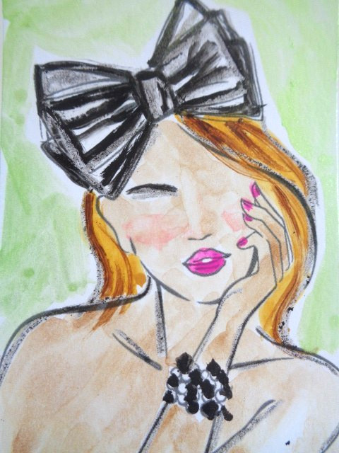 ACEO Women In Fashion – FASHION GIRLY GIRL Painting ART