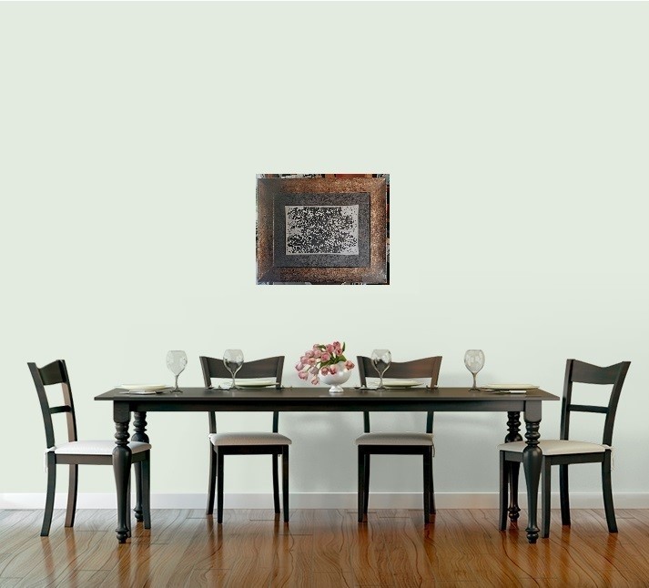 Fine Art, signed original Black Ink painting, with framed «Fish River»